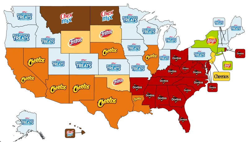 Favorite Snack by State, Holiday Calendar