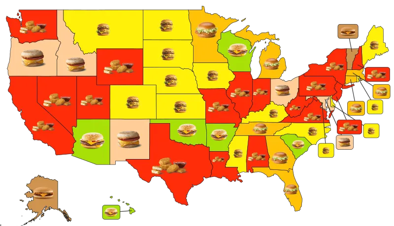 Most Popular McDonald's Food by State, Holiday Calendar