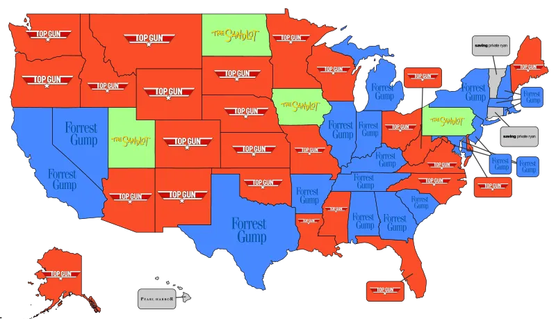Most Popular Patriotic Movie by State, Holiday Calendar