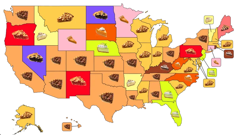 Most Popular Pie by State, Holiday Calendar
