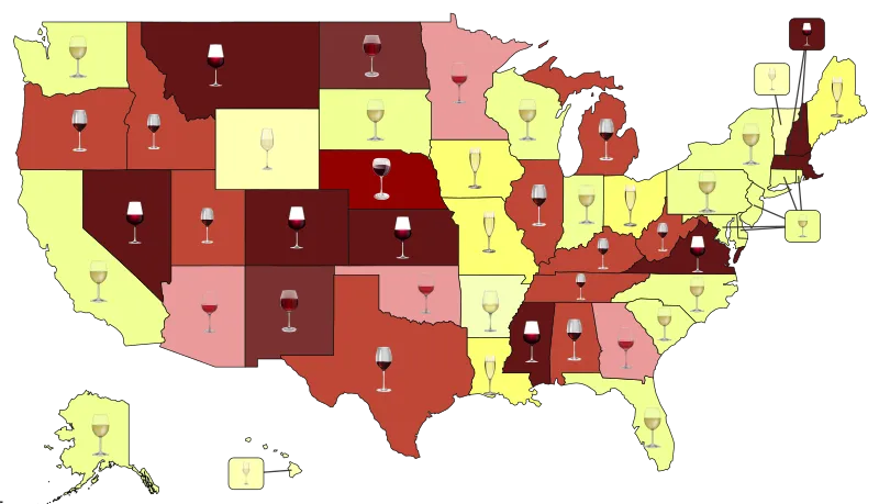 Most Popular Wine by State, Holiday Calendar